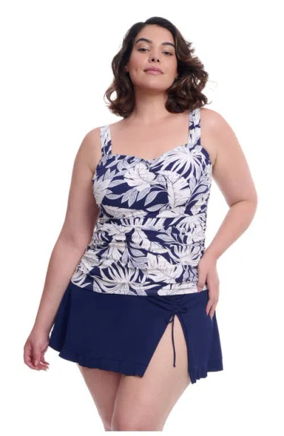 Profile By Gottex Malaya Full Figure Center Ruched Tankini Swim Top In Multi