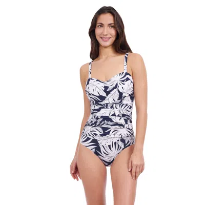 Profile By Gottex Malaya Sweetheart Underwire D-cup Wide Strap One Piece In Blue