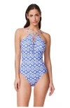 Profile By Gottex Mantra Braided High Neck One Piece In Blue