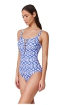 Profile By Gottex Mantra Square Neck One Piece Swimsuit In Blue