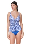 Profile By Gottex Mantra Braided V-neck D-cup Tankini Top In Blue