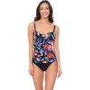 Profile By Gottex Marguerite D Cup Crisscross Detail Tankini In Black Multi