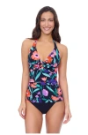 Profile By Gottex Marguerite Halter Tankini In Black Multi