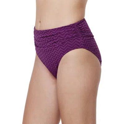 Profile By Gottex Medina Textured Shirred High Waist Swim Bottom In Purple