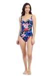 Profile By Gottex Gottex Melody Sweetheart Twist Front Princess Seam One Piece Swimsuit In Black Multi