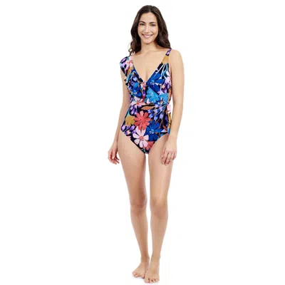 Profile By Gottex Melody V-neck Asymmetrical One Piece In Blue