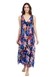 Profile By Gottex Melody V-neck Maxi Mesh Dress In Black Multi