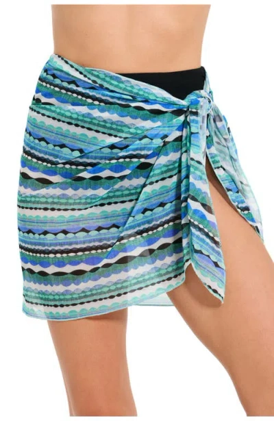 Profile By Gottex Mesh Sarong Wrap Skirt In Blue