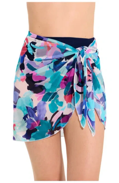 Profile By Gottex Mesh Sarong Wrap Skirt In Blue