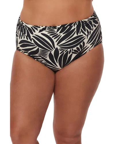 Profile By Gottex Comeback Plus Size Shirred High Waist Swim Bottom In Black