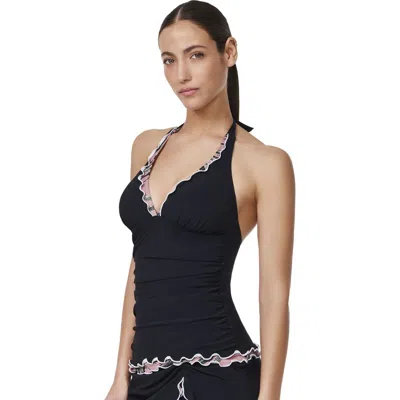 Profile By Gottex Palmita Halter Tankini Top In Black