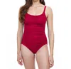 Profile By Gottex Peasant Shirred One Piece Swimsuit In Tutti Frutti Ruby