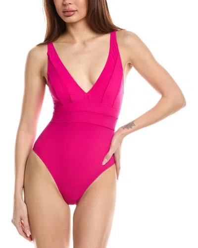 Profile By Gottex Hoebe Deep Plunge One Piece In Fuschia In Pink