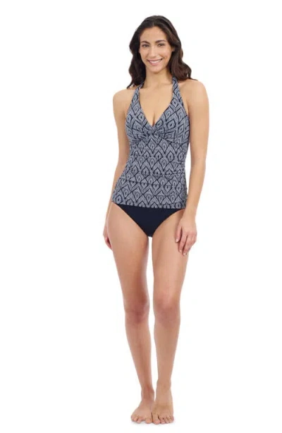 Profile By Gottex Plume Halter Tankini In Black White