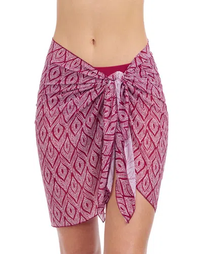 Profile By Gottex Plume Sarong Wrap Mesh Skirt In Purple