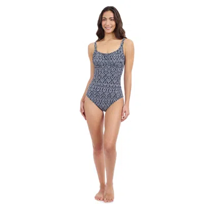 Profile By Gottex Plume Scoop Neck Shirred Bust One-piece In Blue