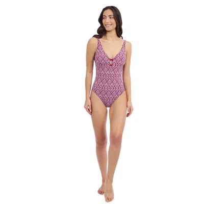 Profile By Gottex Plume V Neck Deep Plunge One Piece In Purple