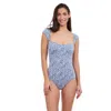 Profile By Gottex Plumeria Cap Sleeve Shaped Bust One Piece In Blue