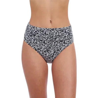 Profile By Gottex Plumeria Mid-rise Shirred Pant In Black & White