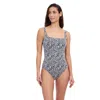 Profile By Gottex Plumeria Underwire Square Neck One Piece In Blue