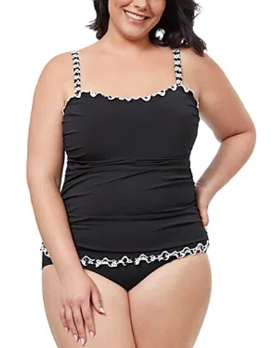 Profile By Gottex Plus Enya Solid Tankini Top In Black