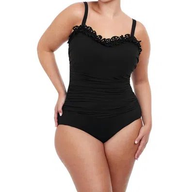 Profile By Gottex Plus Size Scoop Neck One Piece Swimsuit In Hula Dance Black In Multi