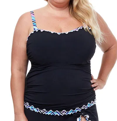 Profile By Gottex Plus Size Sweetheart Underwire Tankini Top In Tempo Black In Multi