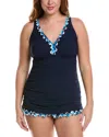 Profile By Gottex Plus Size V-neck Swimdress In Gin Fizz Black
