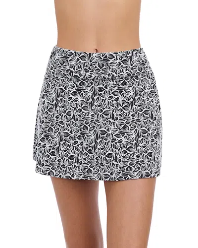 Profile By Gottex Printed Pull On Swim Skirt Cover Up In Black/white