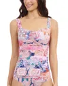 Profile By Gottex Printed Ruched Front Sweetheart Tankini In Pink
