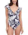 Profile By Gottex Printed Ruffled One Piece Swimsuit