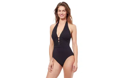 Profile By Gottex Rendez Vous Halter Underseam One Piece Swimsuit In Black