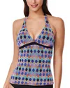 Profile By Gottex Retro Riviera Halter Tankini Top In Blue
