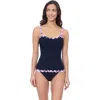 Profile By Gottex Riga E Cup Solid Center Ruched Tankini In Black