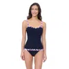 Profile By Gottex Riga E Cup Solid Center Ruched Tankini In Blue