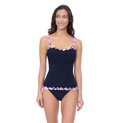 Profile By Gottex Riga E Cup Solid Center Ruched Tankini