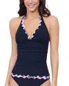 Profile By Gottex Riga Tricolore Solid Halter Tankini In Blue