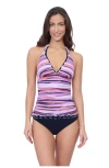 Profile By Gottex Riga Tricolore Halter Tankini In Purple Multi