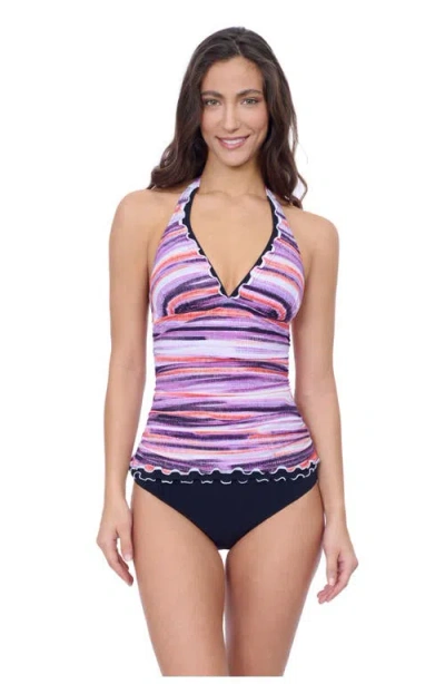 Profile By Gottex Riga Tricolore Halter Tankini In Purple Multi