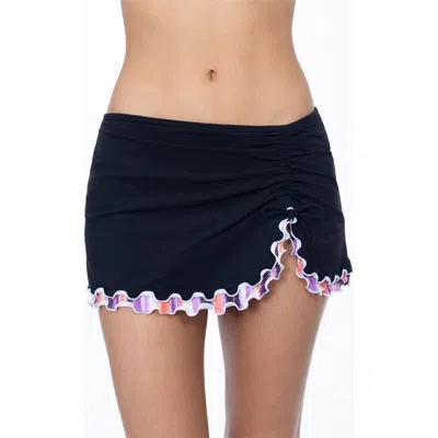Profile By Gottex Riga Tricolore Solid Side Slit Skirt Bottom In Black
