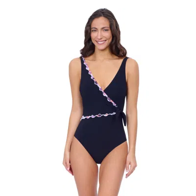 Profile By Gottex Riga Tricolore V Neck Surplice One Piece