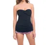 Profile By Gottex Rio Twist Front Bandeau Ruffle Swimdress In Black In Black