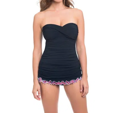 Profile By Gottex Rio Twist Front Bandeau Ruffle Swimdress In Black