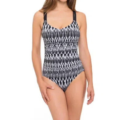 Profile By Gottex Round Neck Macrame Back One Piece Swimsuit In Shibori In Multi