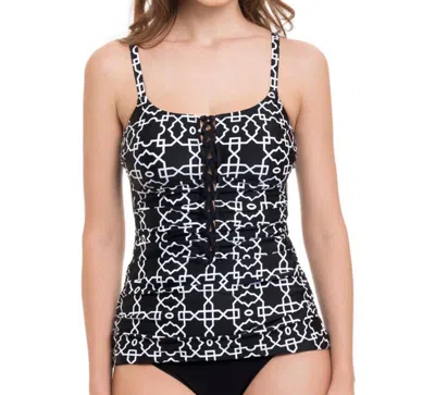 Profile By Gottex Round Neck Tankini Top In Pro Casablanca In Multi