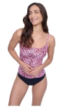 Profile By Gottex Pretty Wild Round Neck Tankini Swim Top In Pink
