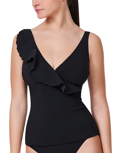 Profile By Gottex Ruffled Crossover Tankini Top In Black