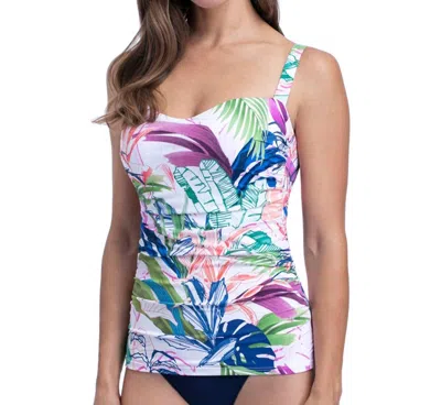 Profile By Gottex Scoop Neck Shirred Underwire Tankini Top In Pro Club Tropicana In Multi