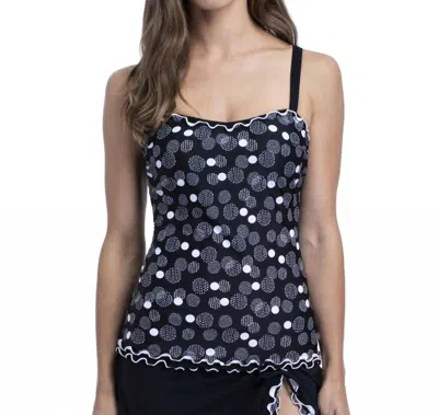 Profile By Gottex Scoop Neck Shirred Underwire Tankini Top In Pro On The Dot In Multi