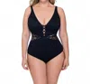 Profile By Gottex Shalimar Lace Strappy V-neck One Piece - Plus In Black In Black